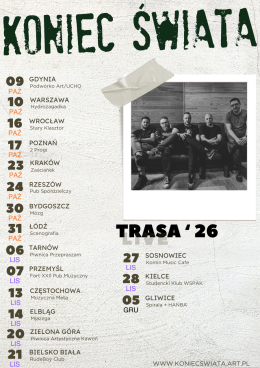 Kielce Wydarzenie Koncert Koniec Świata - Trasa '26